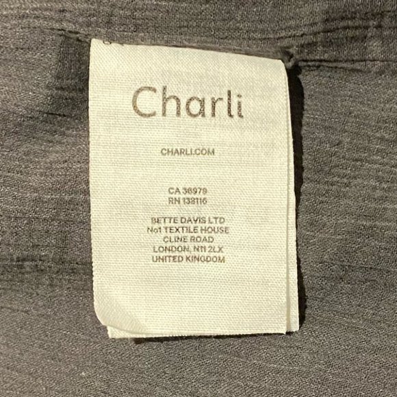 CHARLI Lateshia off the shoulder dress Embroidered Sundress Dark Grey Size 8 - Picture 10 of 12